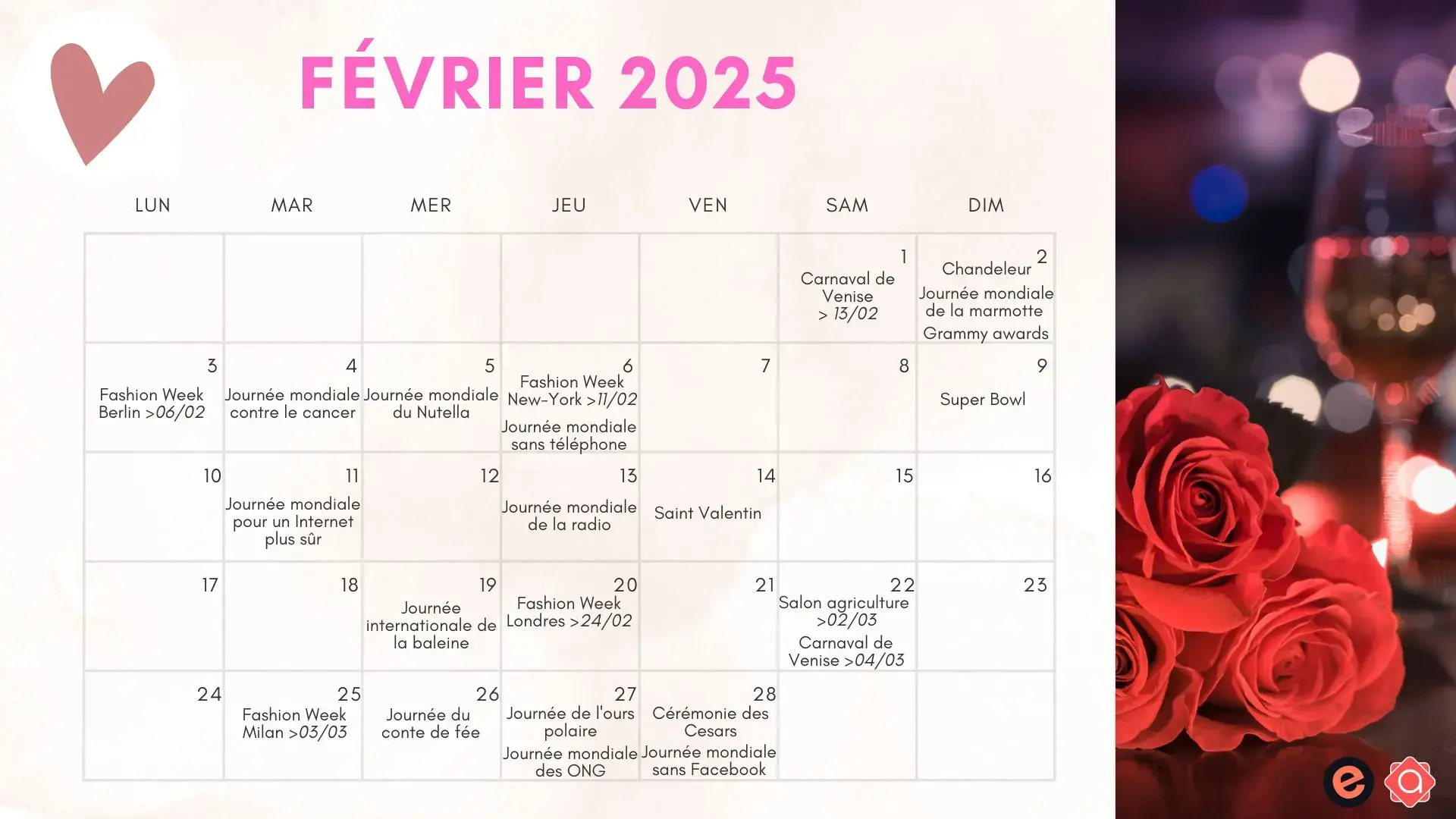 Calendrier marketing 2025 fevrier