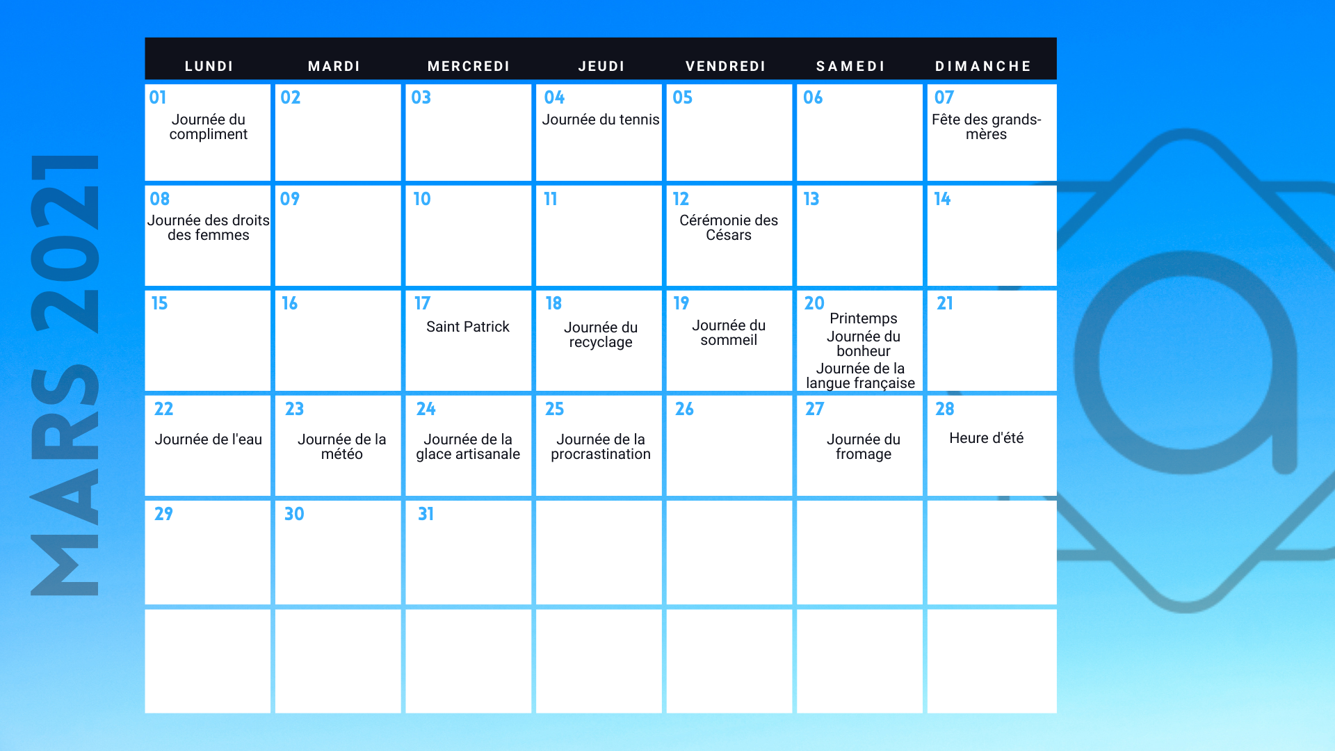 Calendrier marketing 2021: la liste des événements de l'année
