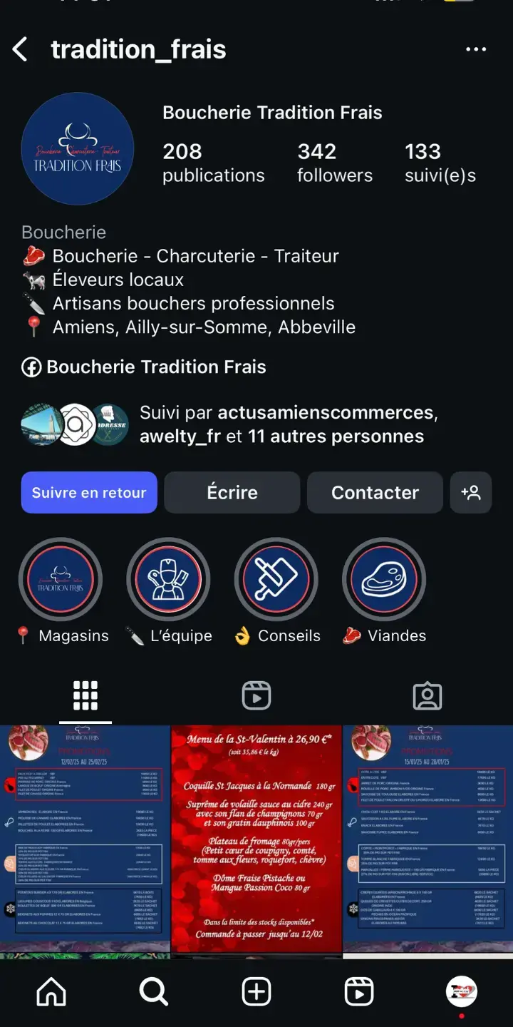 Community management boucherie tradition frais awelty