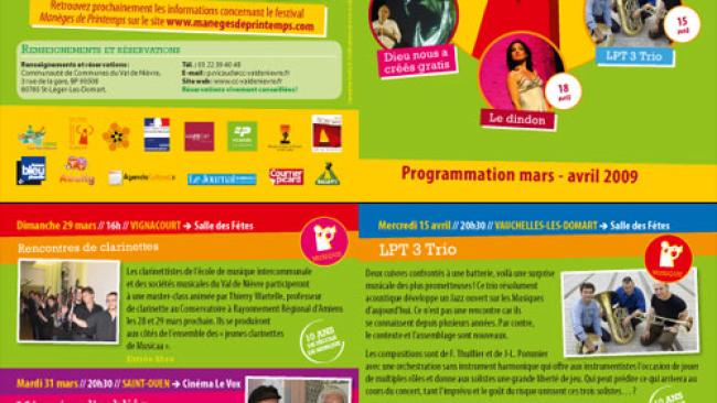 Conception PAO : flyer pour la programmation de printemps de la Communauté de Communes du Val de Nièvre