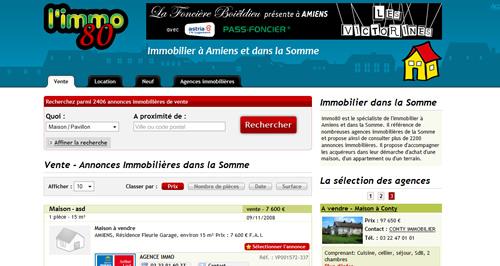 Création du site Immobilier :  Immo80 une nouvelle version