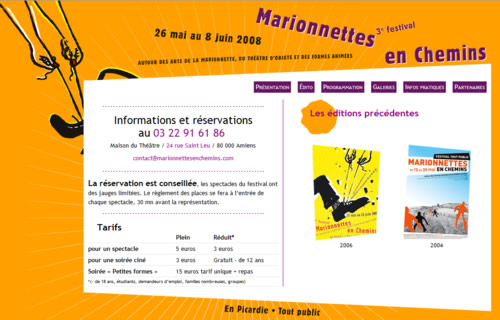 Création du site du festival : Marionnettes en Chemins