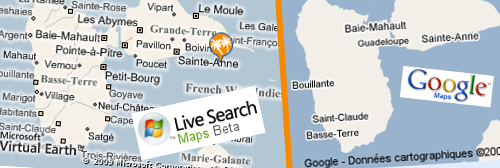 Microsoft Live Maps et Google Maps
