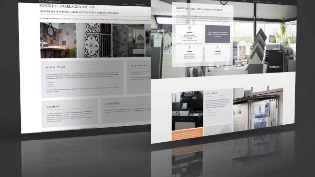 Logo, site web et cartes de visite pour l'entreprise Planètes Carrelages