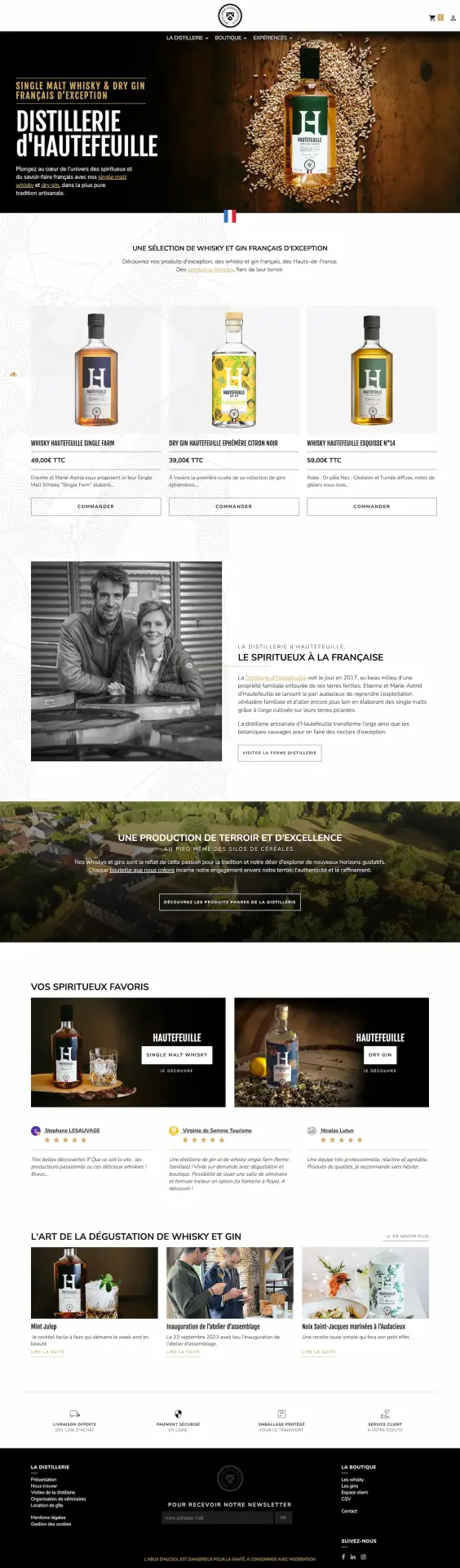 Refonte site e commerce distillerie hautefeuille